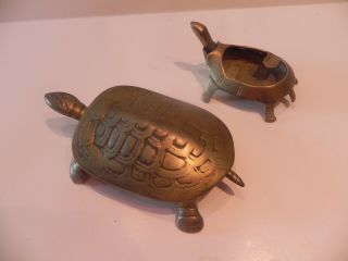 Vintage Brass Turtle Cigarette Box And Ashtray