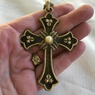 Vintage Sarah Coventry Christian Cross Pendant Necklace Limited Edition 1975 24 "