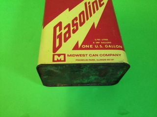 Vintage Midwest Can Company 1 Gallon Metal Gas Gasoline Can