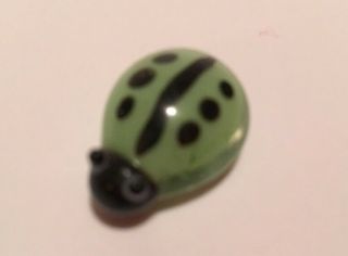 Vintage Art Glass Green Ladybug / Beetle Figurine