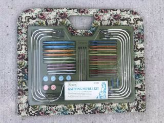 Sears Vintage Knitting Needle Kit 5748 Complete Near Snap Case Arts Crafts