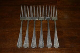 Vintage Old - Sterling Silver Set Of 6 Dinner Forks.  365 Grams