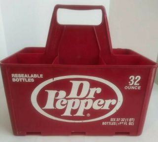 Vintage Dr Pepper Bottle Carrier Plastic Bottle Crate Portable 6 X 32 Oz Bottles