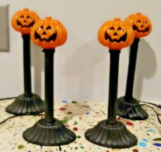 Vintage Halloween Blow Mold Pumpkin Candle Window Lights Wax Drip Candolier