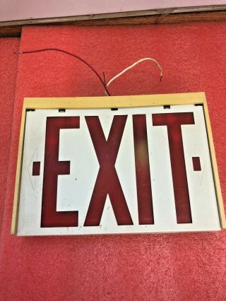 Bs9 Vintage Metal School Exit Sign Lighted Square 10.  5 " L X 7.  5 " H.