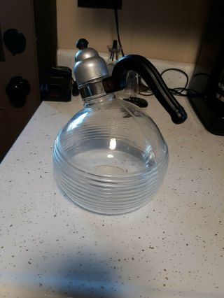 1940s Vintage Ribbed Glass Teapot