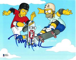 Tony Hawk Signed 8x10 Photo Simpsons Skateboard Beckett Bas Autograph Auto B