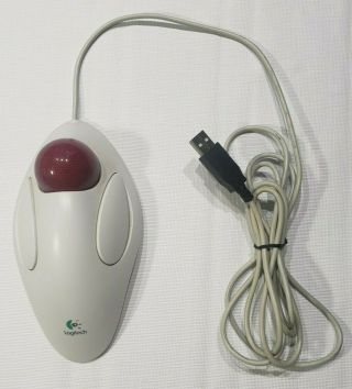 Vtg Logitech Trackball T - Bb14 Trackman Marble Mouse Usb For Desktop Pc Laptop