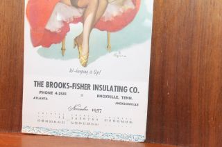 Vintage Nov 1957 Pin Up Blotter Brooks Fisher Advertising Knoxville TN Withers 3