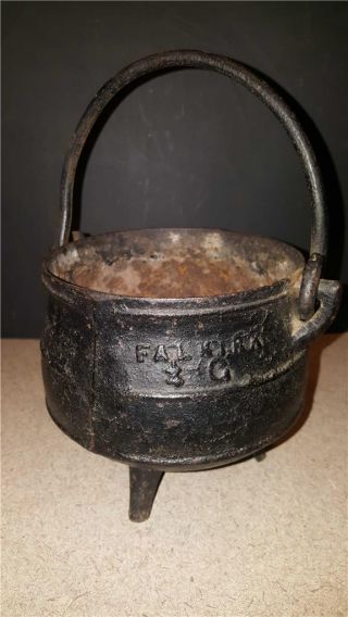 Vintage Falkirk 1/4 G Cast Iron 3 Legged Potjie Pot Kettle Cauldron Stew Scotlan