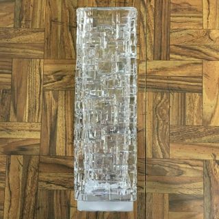 Vintage Modern 10 1/4 " Tall Very Heavy Square Cut Crystal Vase With Frosted Base