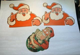 Vintage Christmas Paper Santa Store Displays Advertising Double Sided