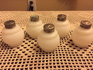 Vintage - Art - Deco - Milk - Glass - Salt - And - Pepper - Shakers