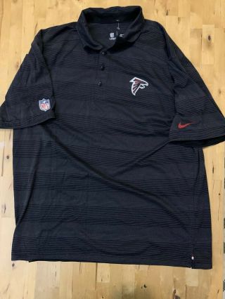 Men Nike Dri - Fit Black Polo Xl On Field Apparel Atlanta Falcons