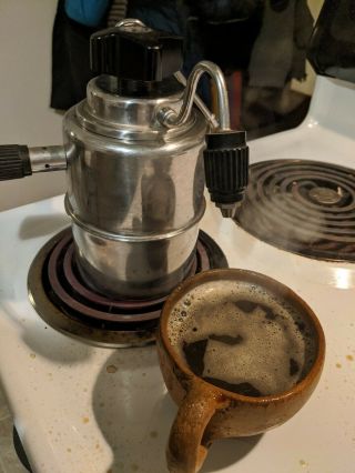 Vintage Elebak Italy Stovetop Espresso Machine Pot Steamer Wand Stainless Steel
