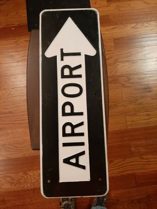 Vintage Airport Arrow Metal Embossed Traffic Sign 36 " X 12 " Old Porcelain