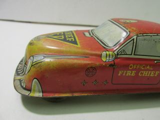 Vintage Marx Official Fire Chief Tin Metal Wind Up Car t3707 2