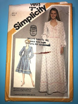 Vtg Simplicity 9893 Misses Fitted Dress Sewing Pattern Size 8 - Uncut - 1981