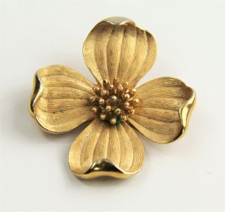 Vintage Jewelry Signed Trifari Dogwood Figural Flower Brooch