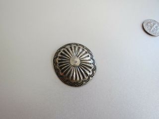 Native American Vtg Concho Old Funky Sterling Silver Button Loop Back (a)