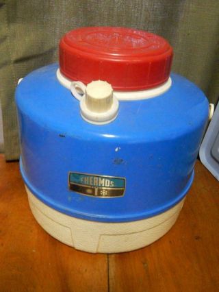 Vintage Thermos Picnic Water Jug,  Red White & Blue 2 Gallon Size Gd