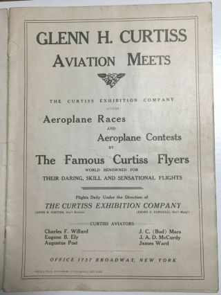 1911 Souvenir Program Glenn Curtiss Aviation Meet 1st attempt Hydro - aeroplane 2