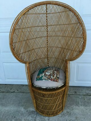 Mid Century Vintage Wicker Rattan Peacock Chair