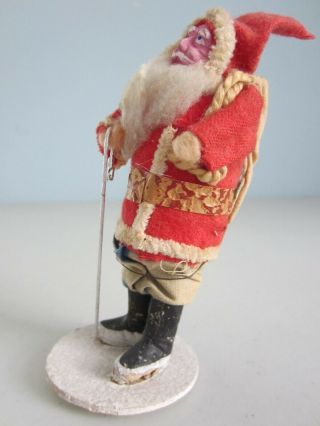 Vintage Christmas Paper Mache Santa Figure Composition Felt Occupied Japan 5in.  H