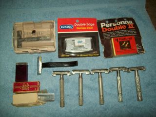 6 Vintage Gillette Razors B 3 B 4 D 3 Y 3 Y 4,  Duplex Rolls Blades