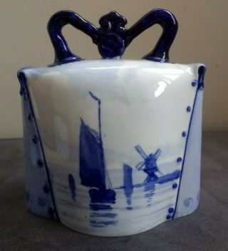 Rare Antique Royal Crown Derby Blue & White Hand Painted Bell By W.  E.  J.  Dean