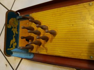 Vintage Metal Tin Bowling Alley Toy Game Gotham Pressed Steel All