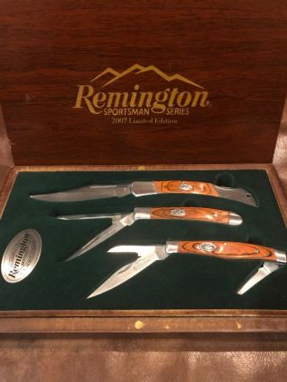 Vintage Remington 2007 Sportsman Series Limited Edition Knives With Wood Case