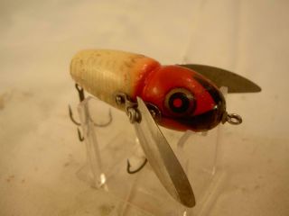 Vintage Old Fishing Collectible Lure Plug Heddon Crazy Crawler Gold Eye Wood