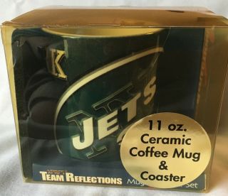 Vintage Nfl York Jets Ceramic 11 Oz.  Coffee Mug & Coaster