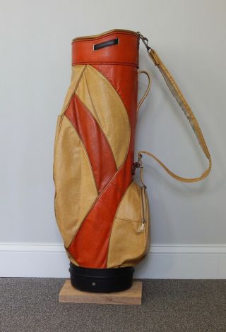 Vintage Macgregor Orange And Gold Vinyl Golf Club Cart Bag