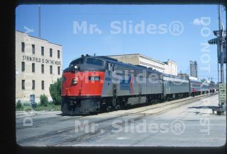 Slide Amtrak E9a 408 W/passenger Train Springfield Il 1973