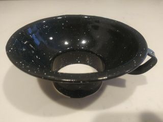 Vintage Graniteware Canning Funnel Dark Navy Blue / White Speckle