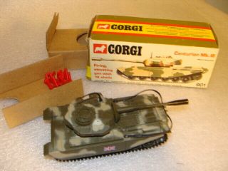 1973 Vintage Corgi Diecast Centurion Mk Iii Tank 901 Box W.  Missiles