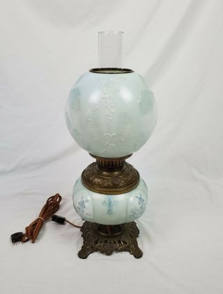 Antique 19th C.  Converted Electric Hurricane Oil Lamp GWTW Table Light 2