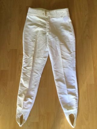 Women’s Vintage White Stirup Ski Pants Size M Wool Blend Schoeller Stretch
