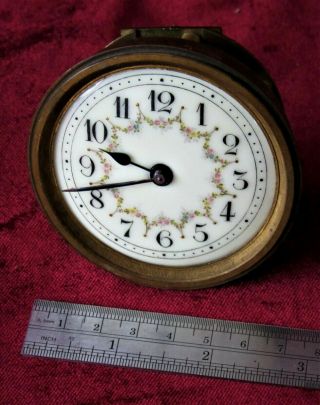 Very Small French 8 Day Platform Clock Movement & Enamel Dial
