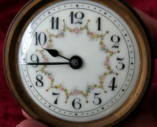 Very Small French 8 Day Platform Clock Movement & Enamel Dial 2