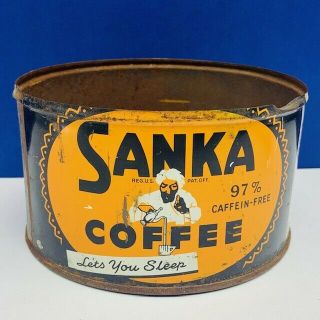 Sanka Coffee Vintage Container Tin Maxwell House Advertising Sign Lets You Sleep