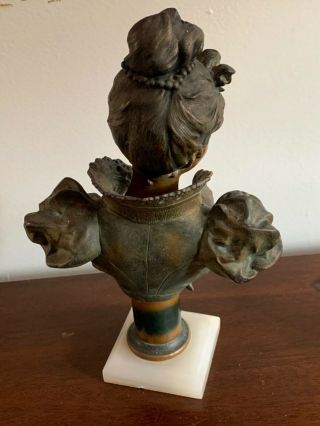 Antique French Art Nouveau Bronze Patinated Spelter Female Bust Salon Sculptur 3