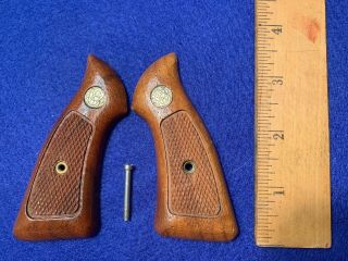 Vintage Smith & Wesson S&w K Frame Square Butt Wood Grips 8