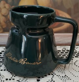 Vintage Eddie Bauer Hunter Green Ceramic Travel Coffee Cup Mug With Lid Heavy