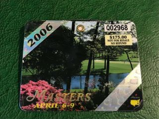 2006 Masters Badge Phil Mickelson Champion Augusta National Ticket Souvenir
