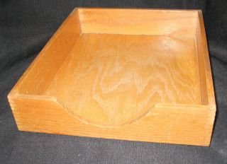Vintage Oak Light Brown Dovetail Wooden Paper Tray Desk Organizer - Letter Size
