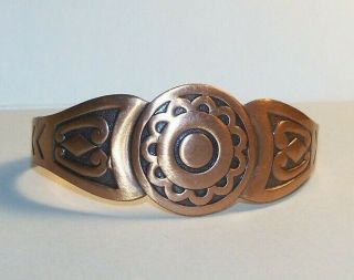 Vintage Bell Trading Post Southwestern Solid Copper Cuff Bracelet Tribal