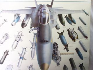 Vintage F/a 18 Hornet U.  S Jet Fighter Poster 36 " Inches X 27 " Inches,  Made In Italy